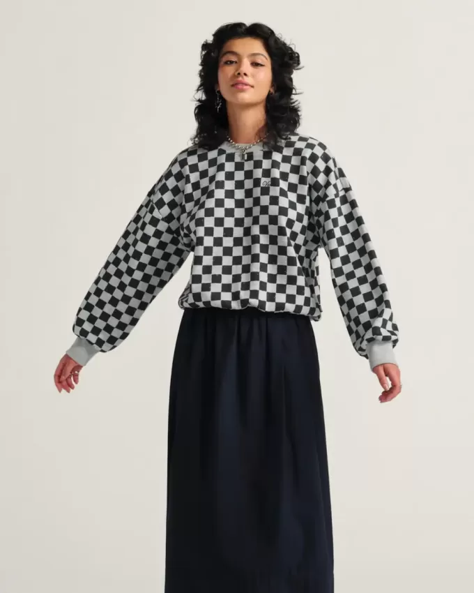 Checkerboard Retro Crew Sweatshirt