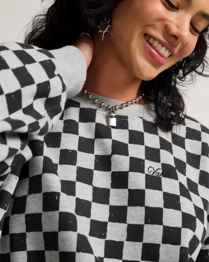 Checkerboard Retro Crew Sweatshirt