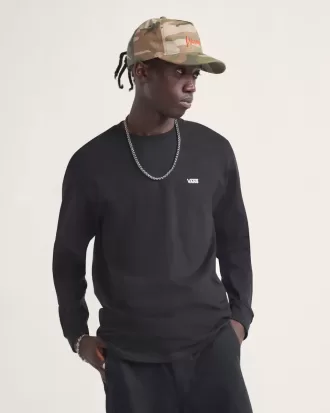 Långärmad T-shirt med logotyp på vänster bröst