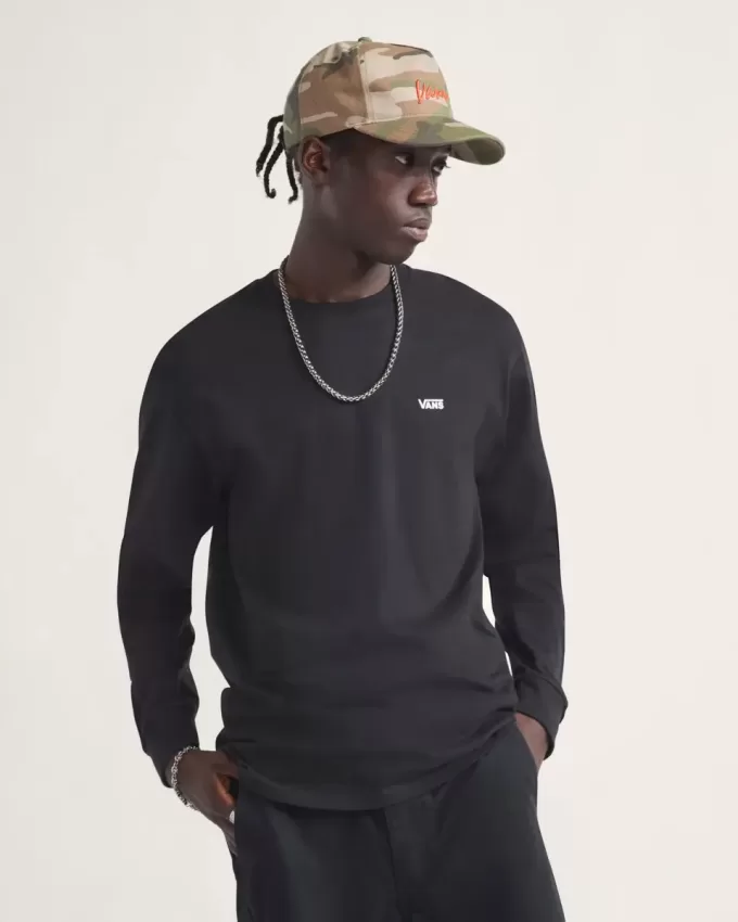 Långärmad T-shirt med logotyp på vänster bröst Långärmad T-shirt med logotyp på vänster bröst
