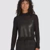 Mesh satin långärmad topp