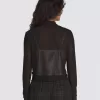 Mesh satin långärmad topp