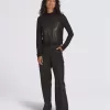 Mesh satin långärmad topp