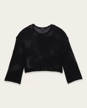Mila Open Knit Crop Crew Tröja