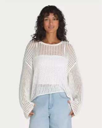 Mila Open Knit Crop Crew Tröja