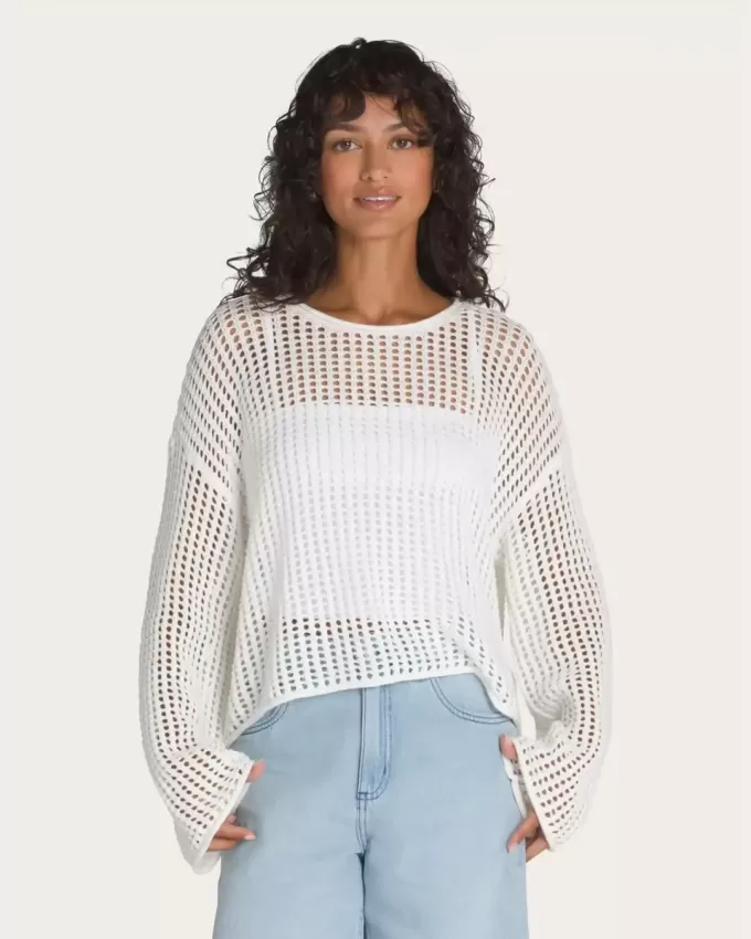 Mila Open Knit Crop Crew Tröja Mila Open Knit Crop Crew Tröja