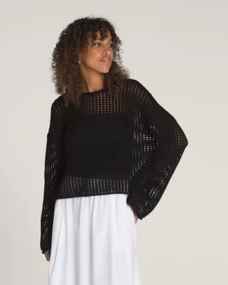 Mila Open Knit Crop Crew Tröja