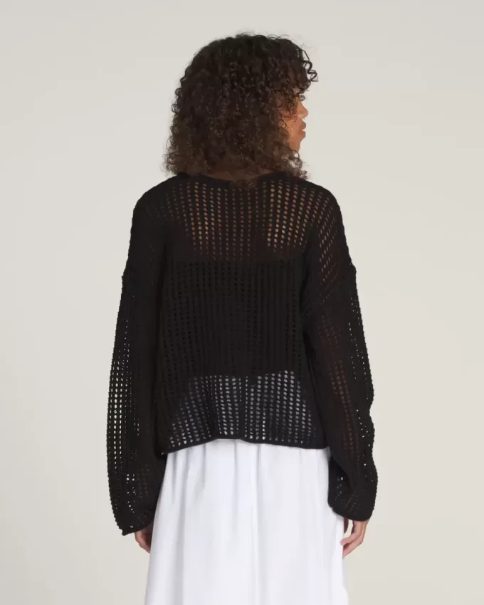 Mila Open Knit Crop Crew Tröja Mila Open Knit Crop Crew Tröja