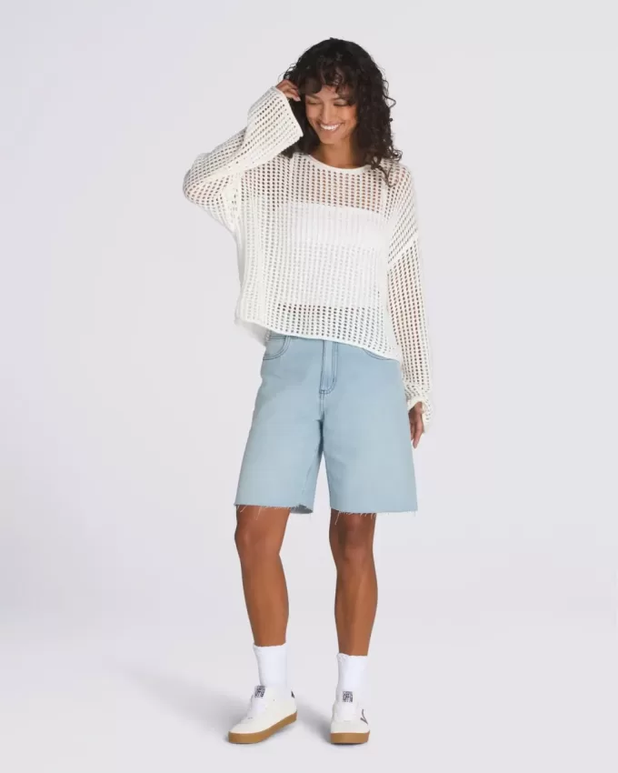 Mila Open Knit Crop Crew Tröja Mila Open Knit Crop Crew Tröja