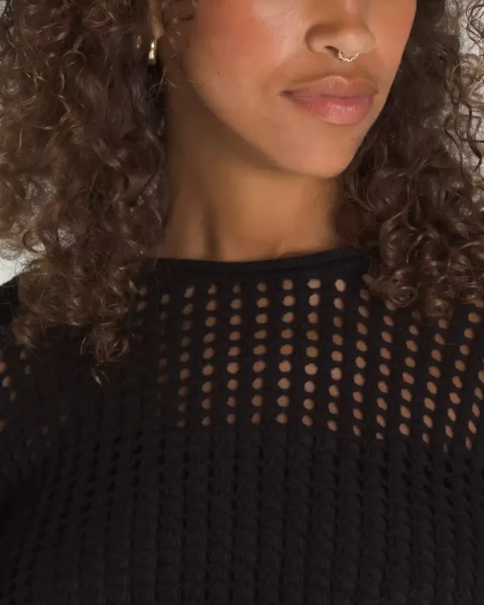 Mila Open Knit Crop Crew Tröja Mila Open Knit Crop Crew Tröja