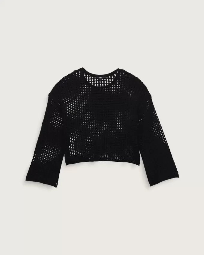 Mila Open Knit Crop Crew Tröja Mila Open Knit Crop Crew Tröja